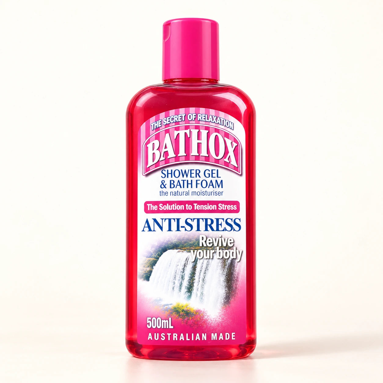 Restored heritage Bathox Anti-Stress Shower gel & bath foam · 500 mL bottle.